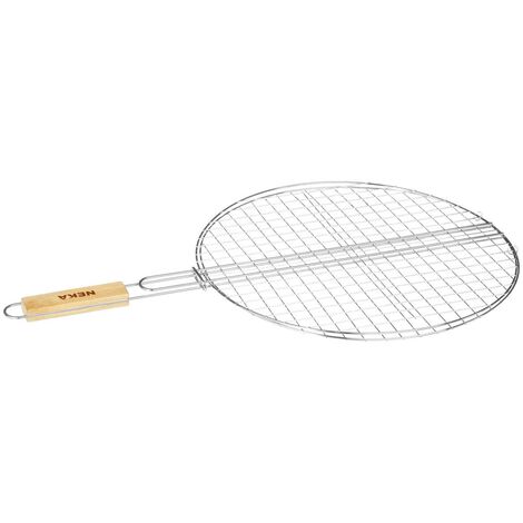 Double grille barbecue ronde - D 40 x H 66 cm - Métal chromé - Livraison gratuite - Argenté