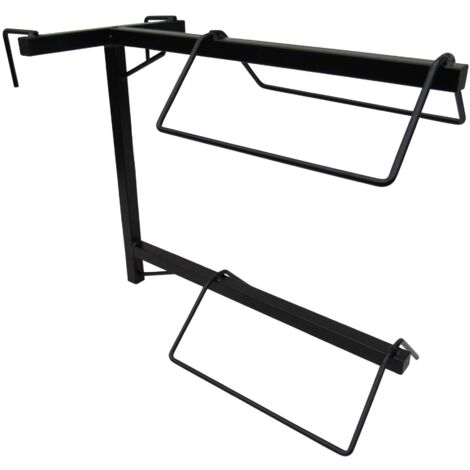 Double Hanging Saddle Rack (Horse Portable 2 Tier Stand Tack Holder Equestrian Stalls Metal Black)