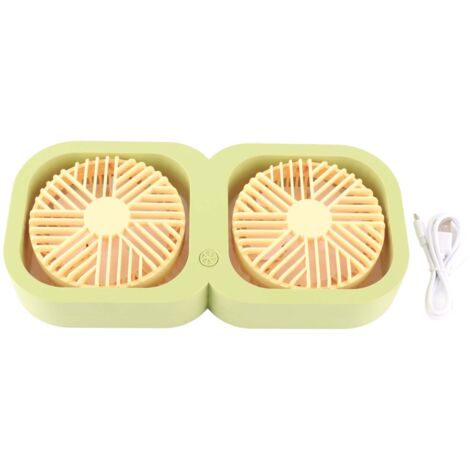 Double Head Desktop Fan 2 Speed Adjustment USB Cooling Fan with Battery For Office Bedroom Dorm Classroom Summer Gift Melon Green