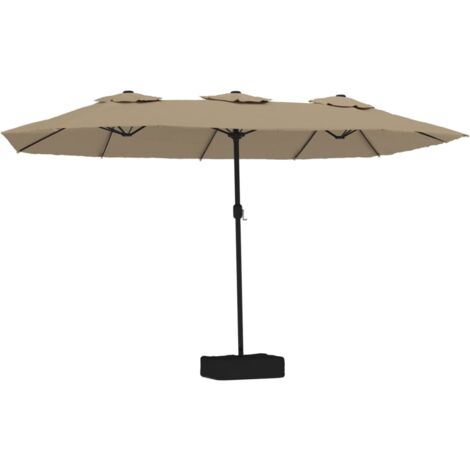 Double-Head Garden Parasol with LEDs Taupe 449x265 cm vidaXL