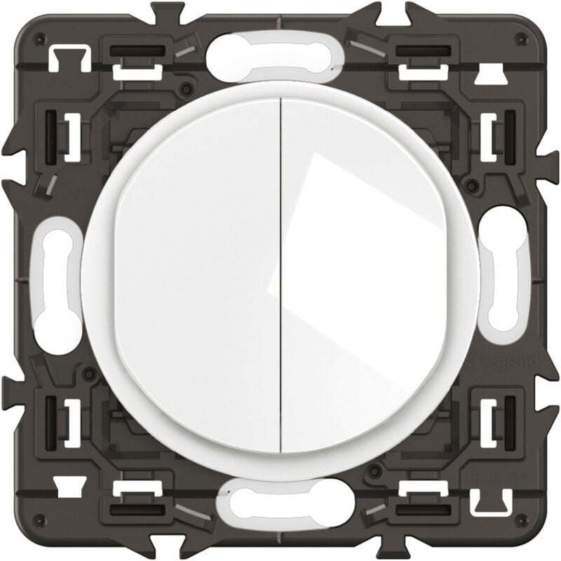 Legrand - Double interrupteur lumineux Céliane 10AX - Enjoliveur Blanc, support et voyant