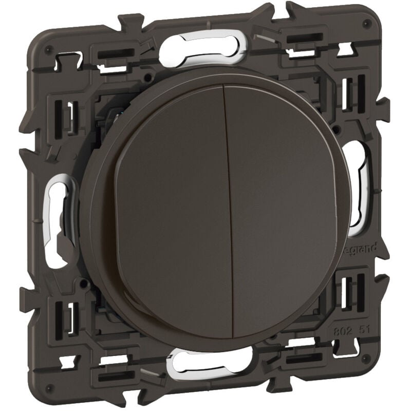 Legrand - Double interrupteur lumineux Céliane 10AX enjoliveur Noir, support et voyant CZ3001