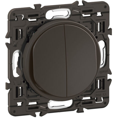 Double interrupteur lumineux Céliane 10AX enjoliveur Noir, support et voyant LEGRAND CZ3001