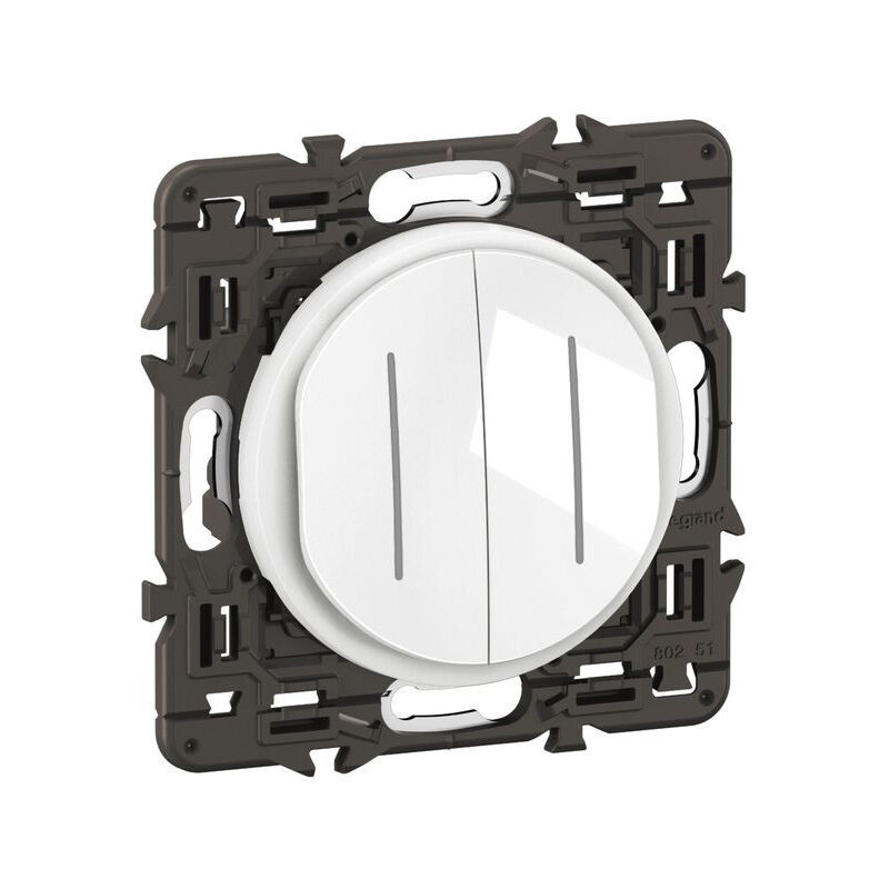 Legrand - Double interrupteur ou va-et-vient 10AX témoin Céliane - prémonté Blanc (CC4001)