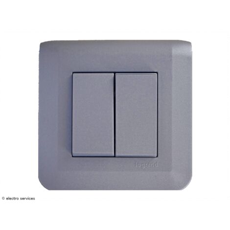 Double interrupteur ou Va-et-vient Mosaic Legrand Alu complet Griffes: Avec griffes