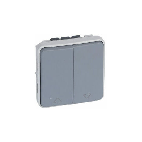 Double interrupteur pour volets roulants composable 10AX 250V - IP55 - Plexo - Gris - 069538 - Legrand