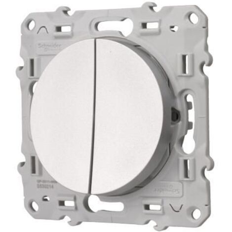 Double interrupteur va-et-vient 250V - aluminium - Odace - Schneider