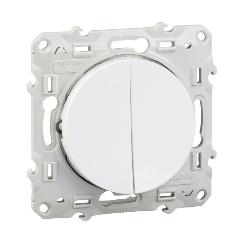 Double interrupteur ou double Va et Vient Odace 230 V blanc