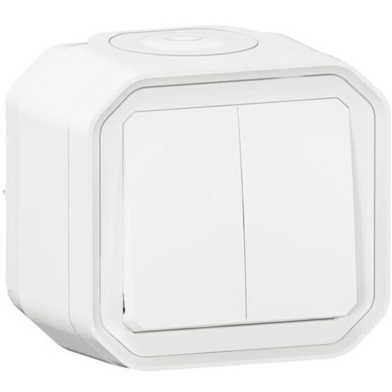 Double interupteur / va-et--vient ou poussoir Plexo complet saillie - blanc (070023)