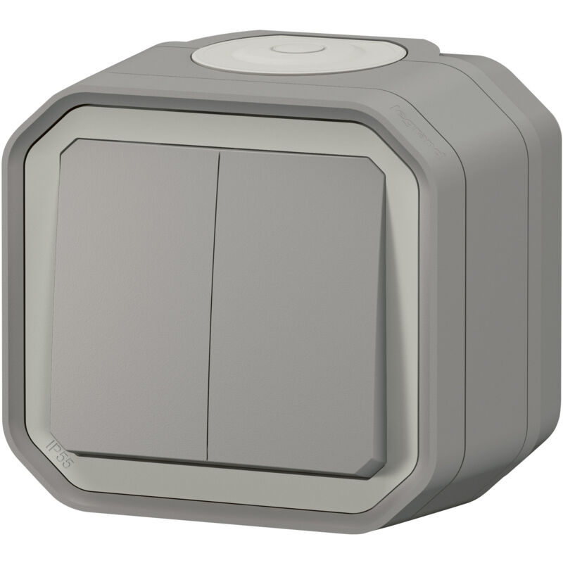 Legrand - Double interrupteur / va-et-vient ou poussoir Plexo complet saillie - gris