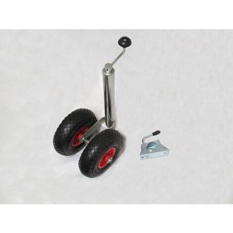 Double Jockey Wheel with Pneumatic Tyres & Clamp 48MM (Rubber Wheel Caravan Trailer Guide)