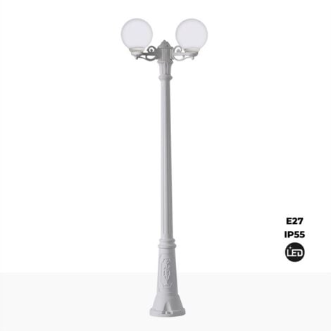 Double lampadaire LED d'extérieur FUMAGALLI "GIGI BISSO GLOBE" - Blanc