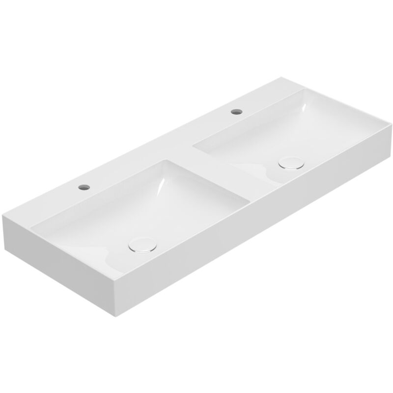 Double lavabo en céramique 120x47 cm Globo t-edge B6R120BI Blanc - Céramique