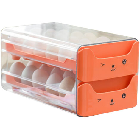 Double Layer Egg Drawer Transparent Lengthen Independent Slot Egg Holder Egg Storage Container for Refrigerator Orange