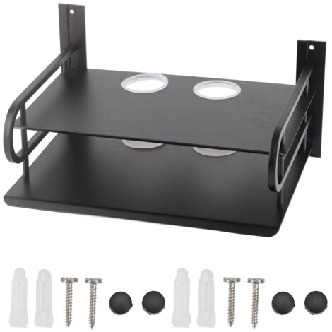 Double Layer Floating Wall Shelf TV Box Shelf Wall Mounted Router DVD Cable Box Shelf for Household