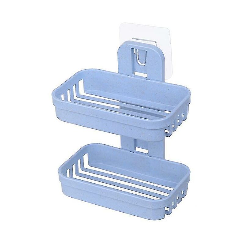 Double Layer Soap Dish, Zeep Rack Wall Mounted Soap Dish Bathroom Shower Soap Dish, Blue