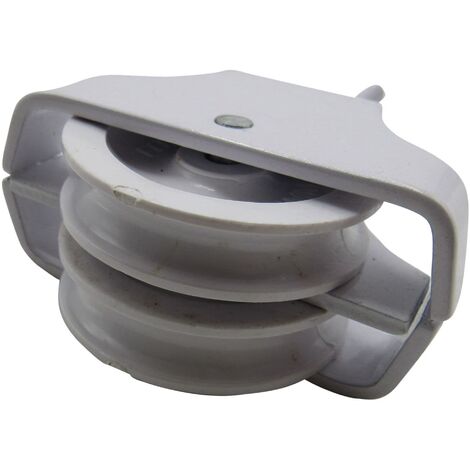 Double Line Screw In Pulley Wheel White (Washing Clothes Airer Indoor Drying Creel Kit)
