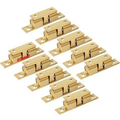 Double Loqueteau à Billes 60mm Rouleau Loquetaux Fermeture pour Placard Meubles Porte Armoire Loquet Serrure de Portiere (10 Pcs)