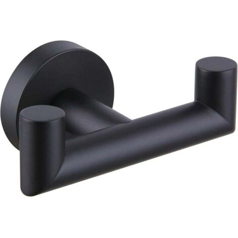 Double matte black towel hook, stainless steel bathroom towel rack, wall-mounted hand towel holder