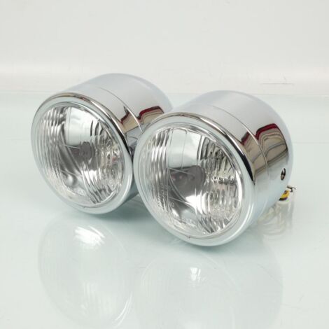 Double optique avant rond halogène H4 12V chromé Sifam pour moto