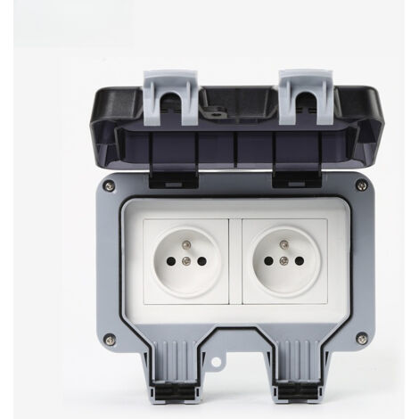 Double Outdoor Socket IP66 Waterproof Wall Socket Garden Power Outlet Cover