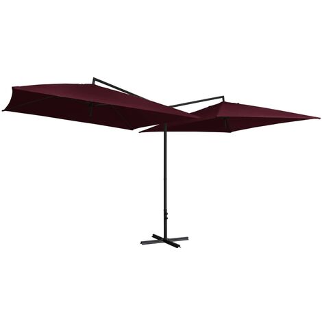 Double Parasol with Steel Pole 250x250 cm Bordeaux Red vidaXL