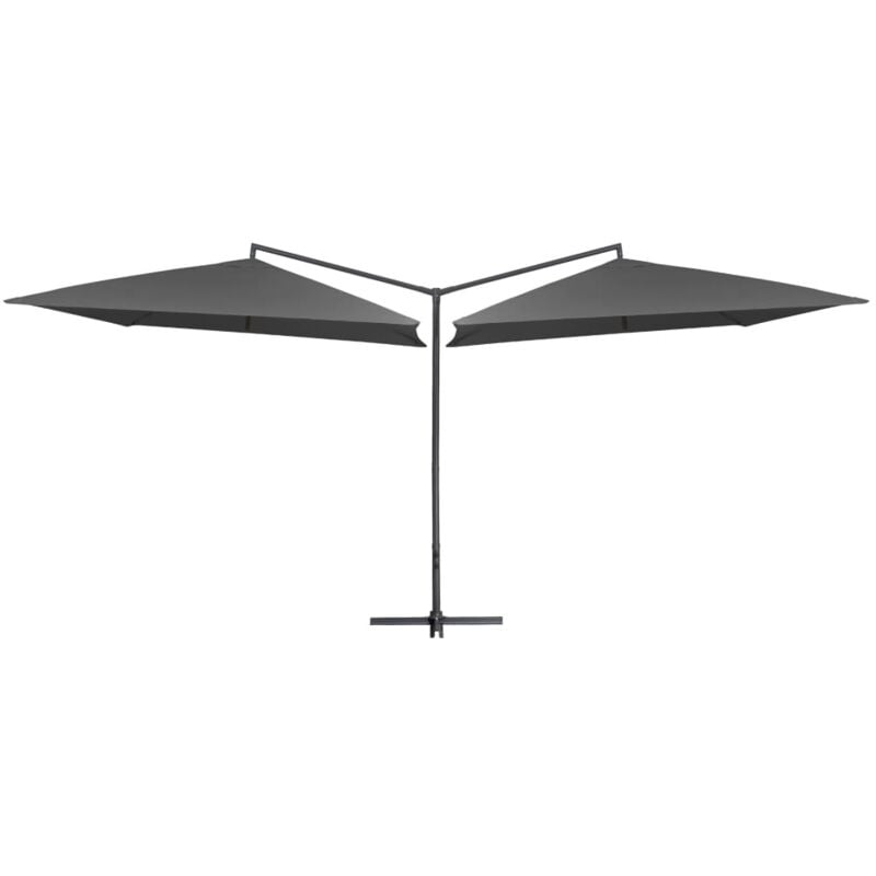 Double Parasol with Steel Pole 250x250 cm Anthracite Vidaxl