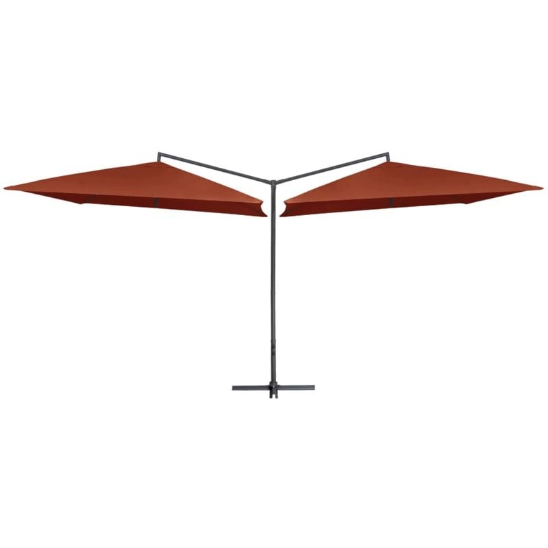 Double Parasol with Steel Pole 250x250 cm Bordeaux Terracotta vidaXL