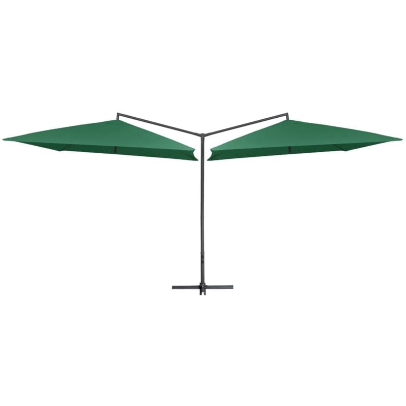 Double Parasol with Steel Pole 250x250 cm Green Vidaxl