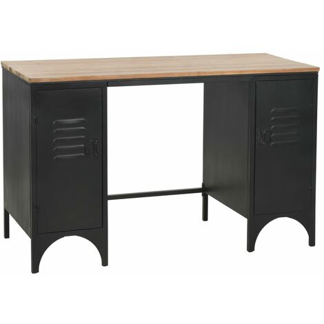 main image of "Double Pedestal Desk Solid Firwood and Steel 120x50x76 cm11354-Serial number"