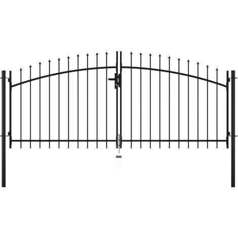 Double portail avec haut sous forme de lance 300 x 150 cm