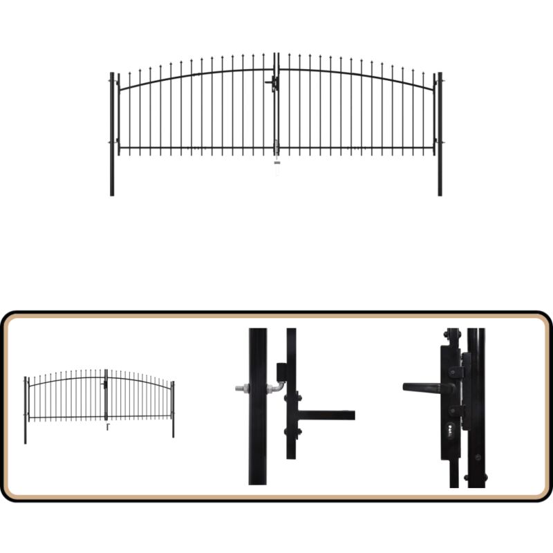 Vidaxl - Double portail avec haut sous forme de lance 400 x 150 cm - Portail De Jardin - Portillon - Clôture - Porte De Jardin - Barriere De Jardin