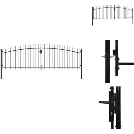 Double portail avec haut sous forme de lance 400 x 150 cm - Portail De Jardin - Portillon - Clôture - Porte De Jardin - Barriere De Jardin