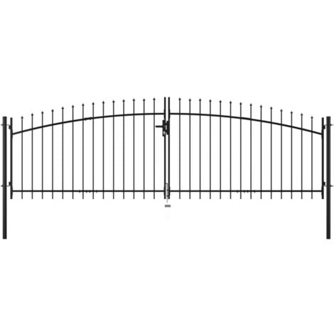 Double portail avec haut sous forme de lance 400 x 175 cm vidaXL