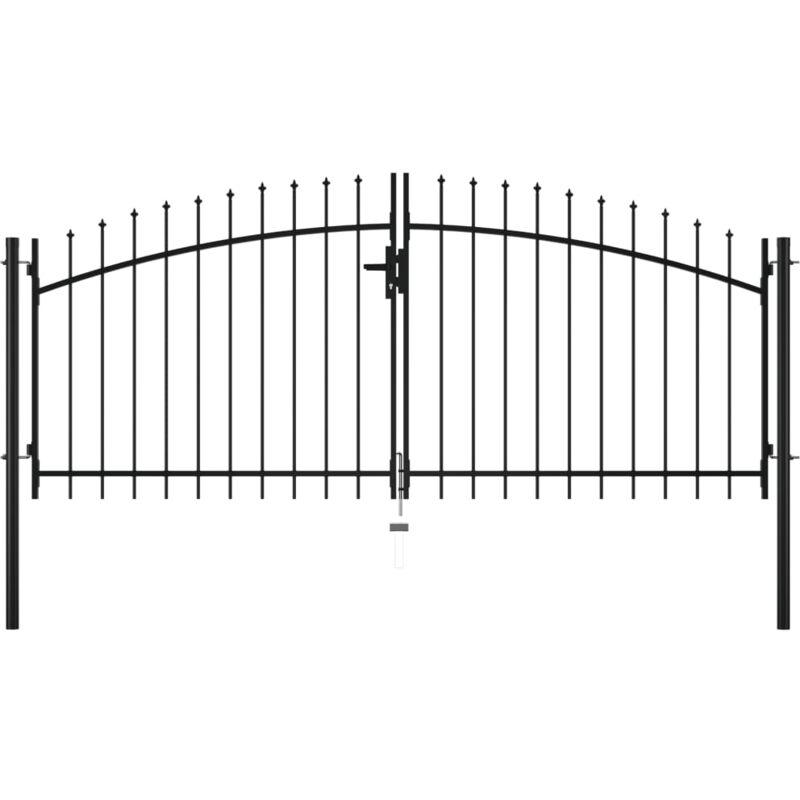 Double portail, Porte de jardin, Portillon avec haut sous forme de lance 300 x 150 cm WFE672233 design in