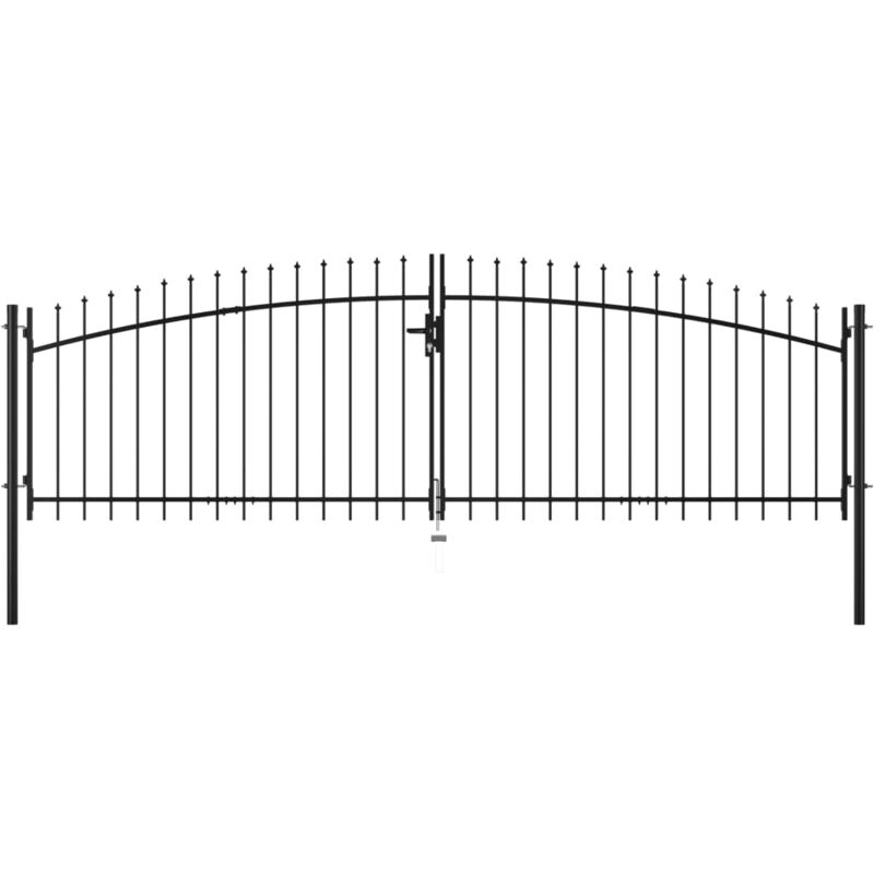 Double portail, Porte de jardin, Portillon avec haut sous forme de lance 400 x 175 cm WFE782627 DESIGN IN