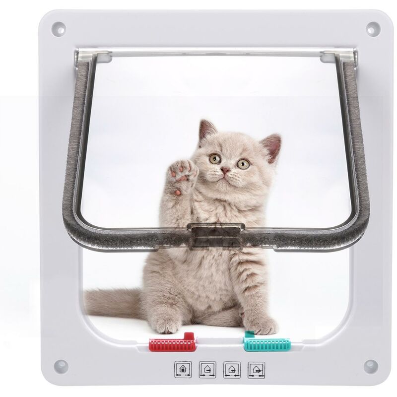 Double porte de chat verrouillable pour animaux de compagnie avec la manière télescopique de cadre 18 cm x 19.5 cm x 5.4 cm blanc - Blanc