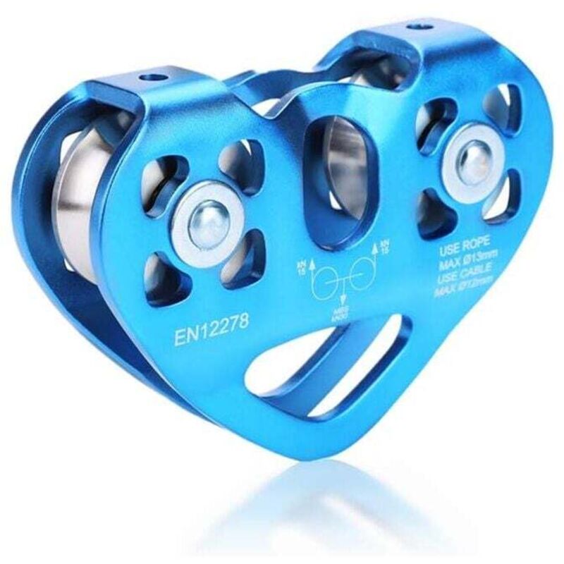 Double Poulie Tyrolienne 30kN Tandem Poulie Escalade pour Câble Chariot Escalade Spéléologie Rescue