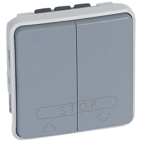 Double poussoir pour volets roulants Plexo composable IP55 10A 250V gris (069539)