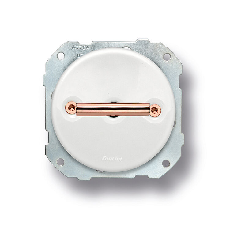 Double poussoir rotation double métal cuivre brillant porcelaine blanche do low Fontini