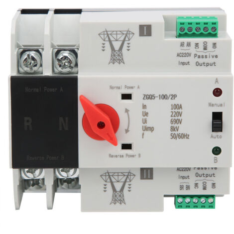 Double power automatic transfer switch, two-way non-interrupting controller ZGQ5-100/2P 220 V