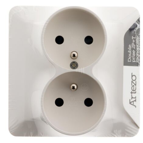 Double prise 2P+T 16 A monoposte – Artezo Blanc