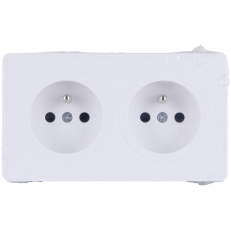 Double prise 2P + T 16A saillie Vulco blanc ZENITECH