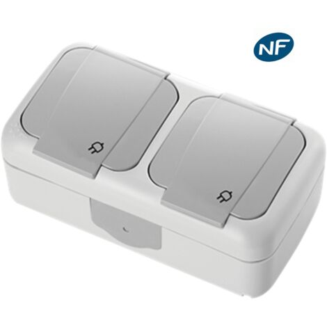 Double prise 2P+T étanche IP54- Viko by Panasonic - Gris - NF