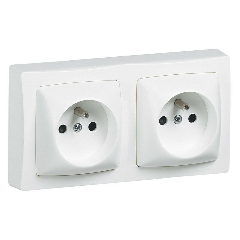 Legrand - Double prise de courant avec terre précâblée Appareillage Saillie Blanc (097629)