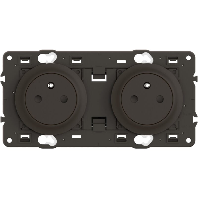 Legrand - Double prise 2P+T Surface Céliane précâblée - Enjoliveurs Noir et support