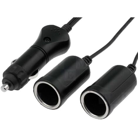 Double prise allume-cigare avec rallonge 5A 12V 2x2.5A