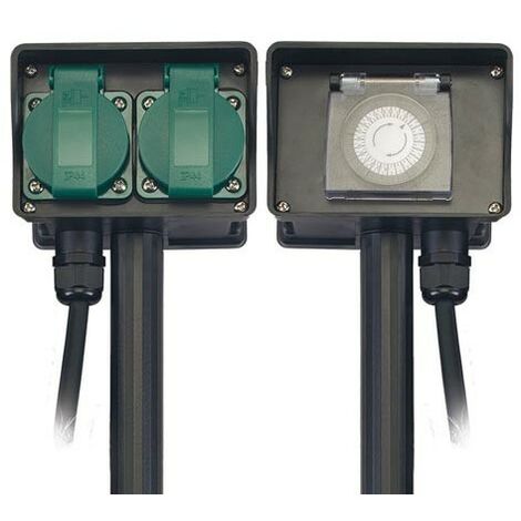 DOUBLE PRISE AVEC TEMPORISATEUR - USAGE À L'EXTÉRIEUR RI16767