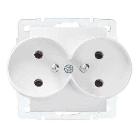 Double Prise avec Terre Encastrable LOGI Blanc