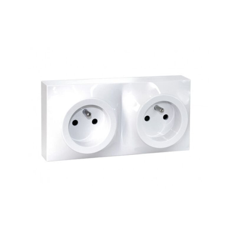 Eur Ohm - Double prise 2P+T 16 pré-câblée - dune Blanc